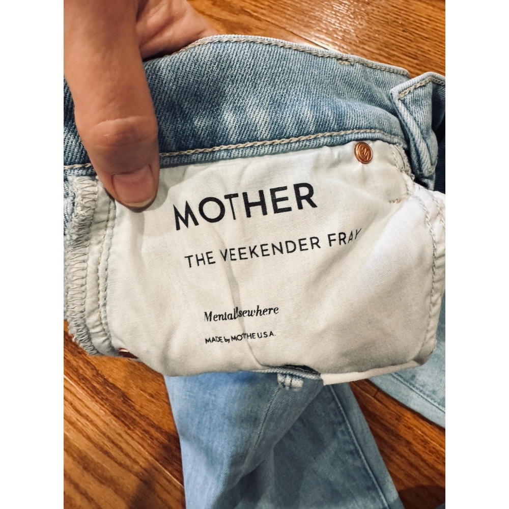 MOTHER The Weekender Fray Jeans SIZE 25 Blue High Rise Flare Raw Hem LIGHT - Picture 4 of 12
